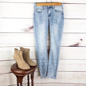 Boho light wash high-rise skinny jeans